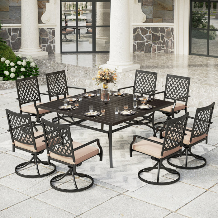 Lark Manor Ballarat 8 Person Square Outdoor Dining Set with Cushions